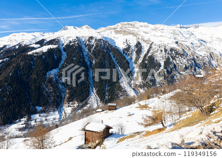 Scenic view of hamlet Bodmen, Swiss Alps Scenic view of hamlet Bodmen, Swiss Alps 119349156