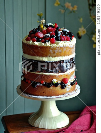 Big birthday cake. Generative AI Big birthday cake. Generative AI 119349199