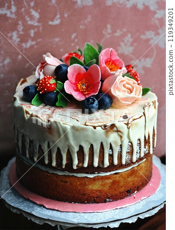 Big birthday cake. Generative AI Big birthday cake. Generative AI 119349201