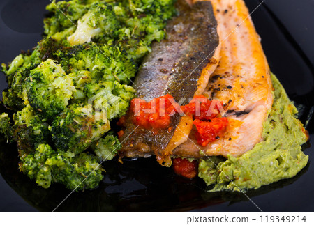 Exquisitely served fillet of trout Exquisitely served fillet of trout 119349214