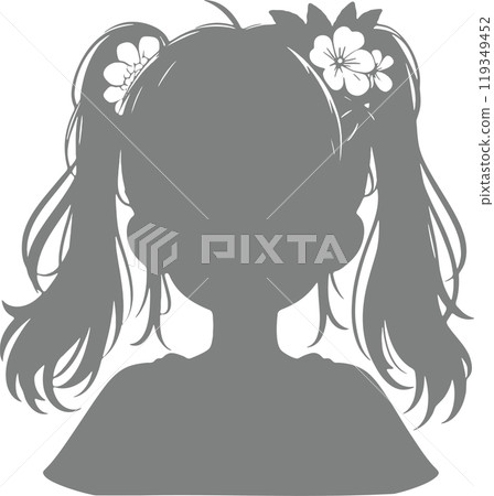 一個雙馬尾女孩的半身像剪影 一個雙馬尾女孩的半身像剪影 119349452