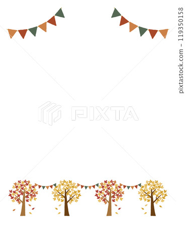 Simple frame of garland and autumn leaves, hand-drawn illustration 119350158