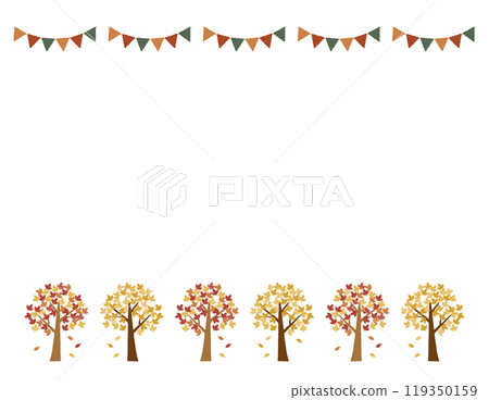 Simple frame of garland and autumn leaves, hand-drawn illustration 119350159
