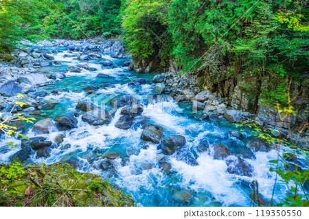 [Nagano Prefecture] Atera Valley: Kumagafuchi, the Atera Blue 119350550