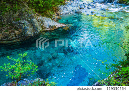 [Nagano Prefecture] Atera Valley: Kumagafuchi, the Atera Blue 119350564