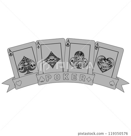 Poker hand surrounded with ribbons Halloween style Poker hand surrounded with ribbons Halloween style 119350576