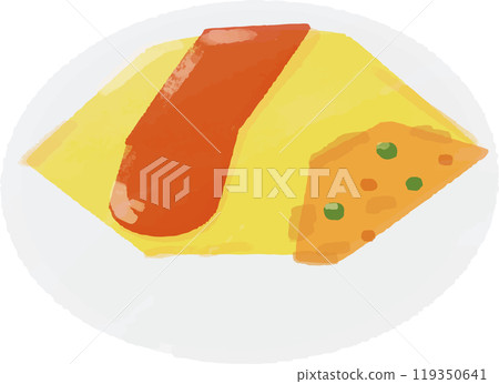 Hand-drawn deformed illustration of omurice 119350641