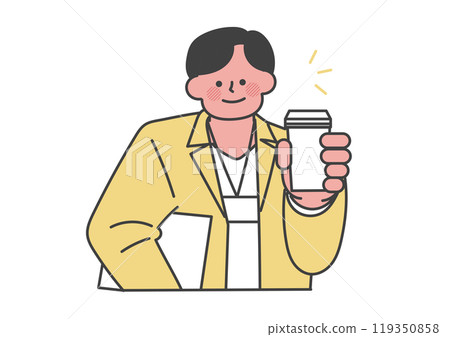 Man taking a break while drinking coffee Man taking a break while drinking coffee 119350858
