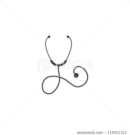 Medical health vector health logo with cross and stethoscope icon symbol. This logo is suitable for hospital and clinic. 119351321