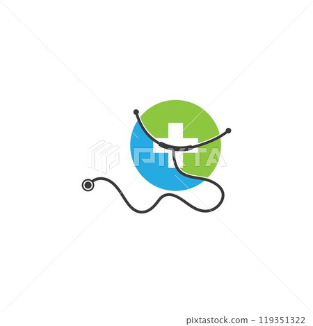 Medical health vector health logo with cross and stethoscope icon symbol. This logo is suitable for hospital and clinic. Medical health vector health logo with cross and stethoscope icon symbol. This logo is suitable for hospital and clinic. 119351322