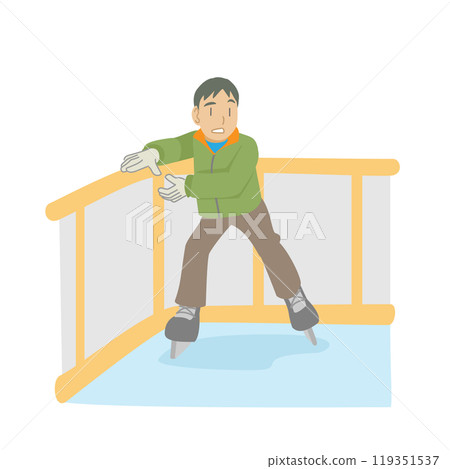 Boy stuck on railing while ice skating 119351537