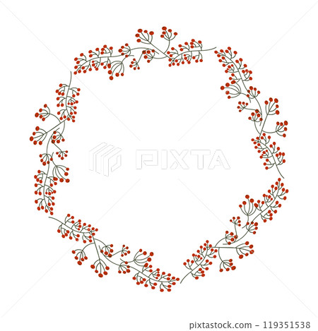 Christmas wreath with red berries flat color vector object Christmas wreath with red berries flat color vector object 119351538