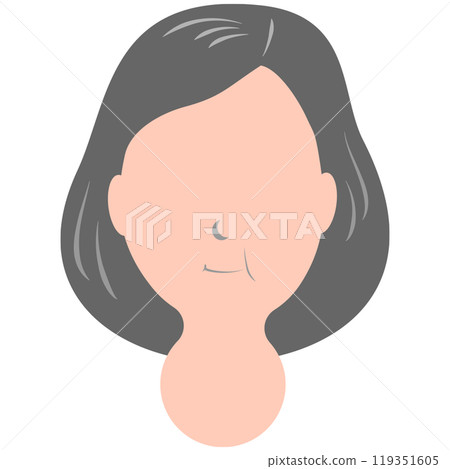 Faceless illustration of a middle-aged woman, aunt, senior, icon, 50, 60, 70 119351605