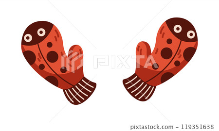 Adorable ladybug shaped mitten flat color vector object Adorable ladybug shaped mitten flat color vector object 119351638