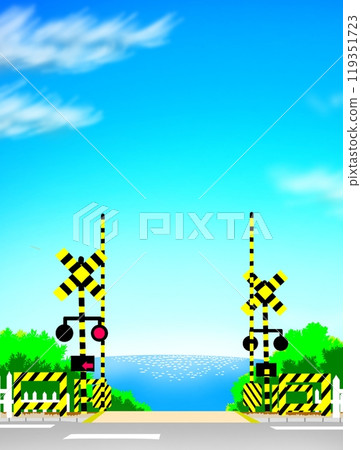 Railroad crossing and the sea 119351723
