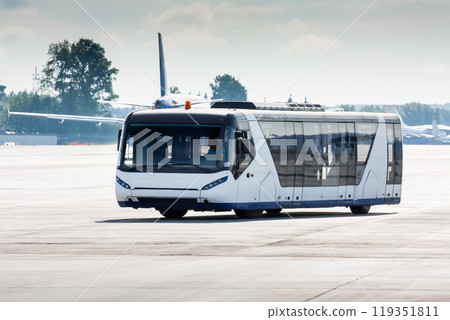 Airport shuttle bus on the apron 119351811