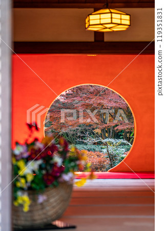 [Kanagawa Prefecture] Kamakura's Meigetsuin Temple with beautiful autumn leaves seen from the Window of Enlightenment 119351831