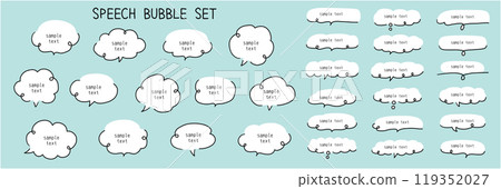 Vector illustration set of hand-drawn speech bubbles Handwritten speech bubble swirling frame 119352027