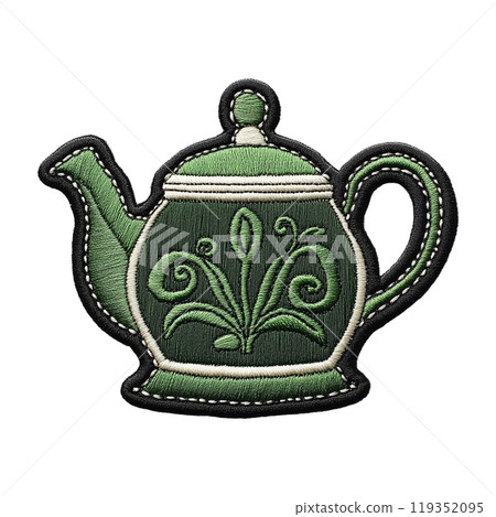 Green Teapot Embroidered Patch 119352095