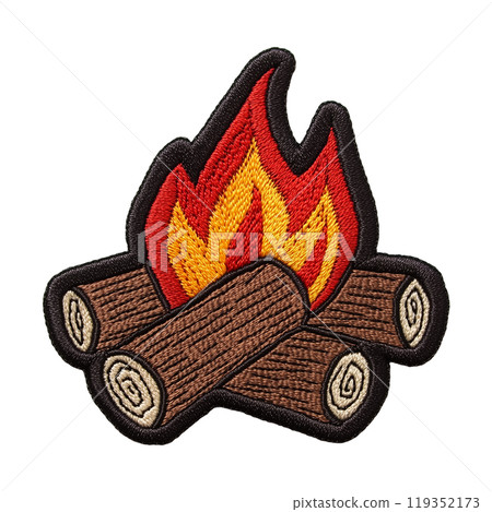 上面繡有營火和柴火的露營補丁 119352173