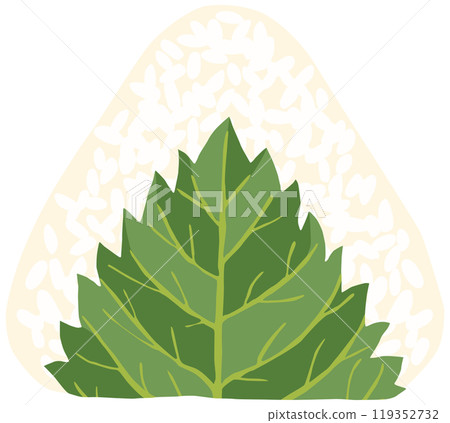 綠紫蘇飯糰向量素材插畫 119352732