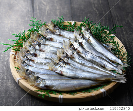 Shishamo (smelt) on a colander 119352840