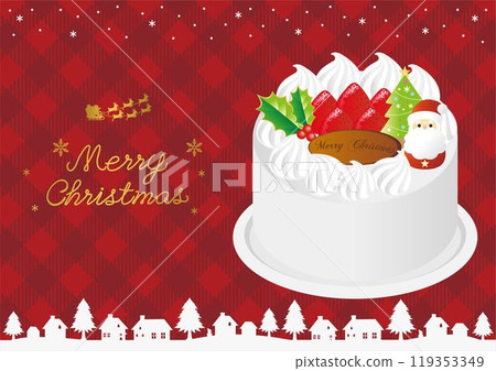 框架橫幅聖誕蛋糕聖誕節聖誕老人城市景觀背景插圖 119353349