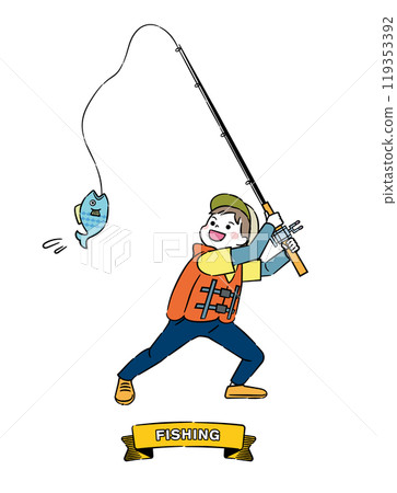 Illustration of a boy fishing 4C Illustration of a boy fishing 4C 119353392
