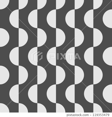 Black and white geometric seamless pattern with semicircle, abstract background, vector, illustration. Vector illustration 119353479