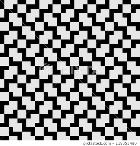 This geometric pattern features an interplay of black and white interlocking shapes, perfect for modern designs This geometric pattern features an interplay of black and white interlocking shapes, perfect for modern designs 119353480