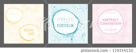Scribbles. Template for abstract trending covers, banners, posters, brochures, magazines. Modern creative catalog idea, interior and decor design 119354110