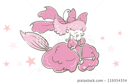 拿著魔法掃帚在天空飛翔的女巫 拿著魔法掃帚在天空飛翔的女巫 119354354