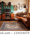Stylish 90s style living room 119354479