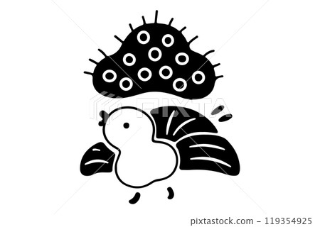 可愛的手繪風格小鳥_黑白 119354925