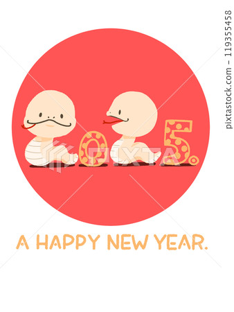 Photo frame New Year's card template with illustration of two white snakes 119355458