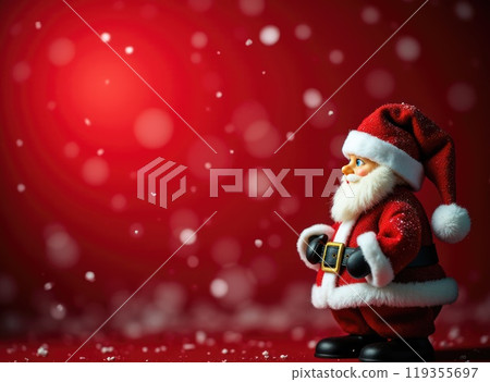 Santa Claus on red festive background. Concept of Christmas and New Year Santa Claus on red festive background. Concept of Christmas and New Year 119355697