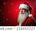 Santa Claus on red festive background. Concept of Christmas and New Year 119355727
