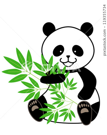 Panda sitting and eating bamboo Panda sitting and eating bamboo 119355734