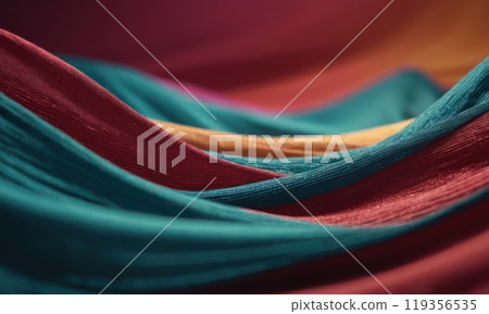 Abstract color fabric cloth waves background. Generative AI 119356535