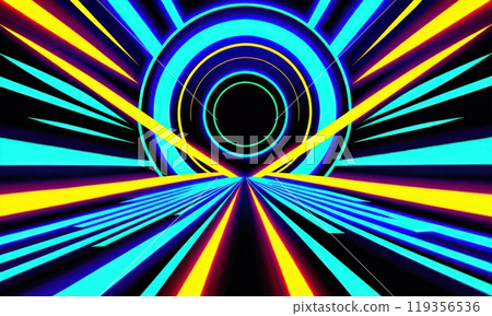 Abstract neon geometric pattern background. Generative AI 119356536