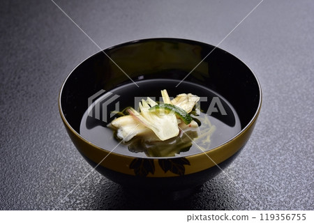 Clear soup served in a Japanese bowl Clear soup served in a Japanese bowl 119356755