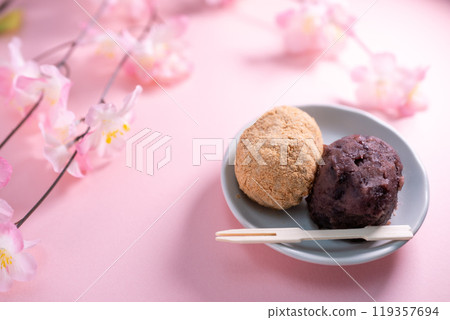 Autumn flavors: Ohagi and kinako Japanese sweets 119357694