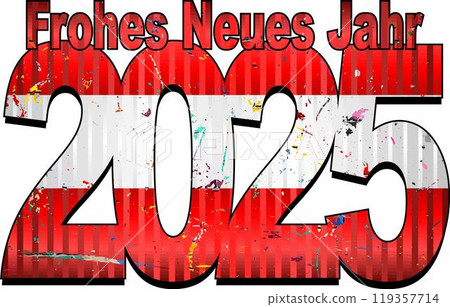 Happy New Year 2025 with Austria flag inside Happy New Year 2025 with Austria flag inside 119357714