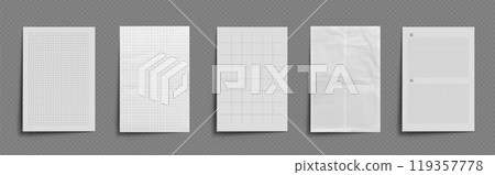 Notebook paper mockup with checkered pattern. Notebook paper mockup with checkered pattern. 119357778