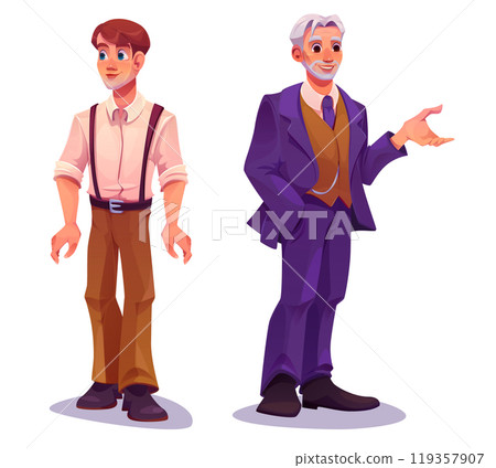 Young and senior men isolated on white background 119357907