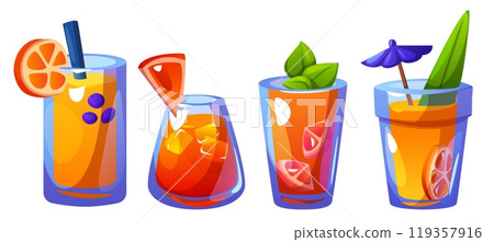 Cold summer beach party citrus beverage in glass 119357916