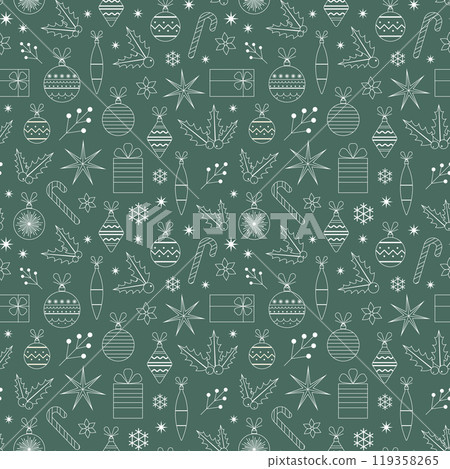 Christmas Seamless Pattern in Retro Red Colors Christmas Seamless Pattern in Retro Red Colors 119358265