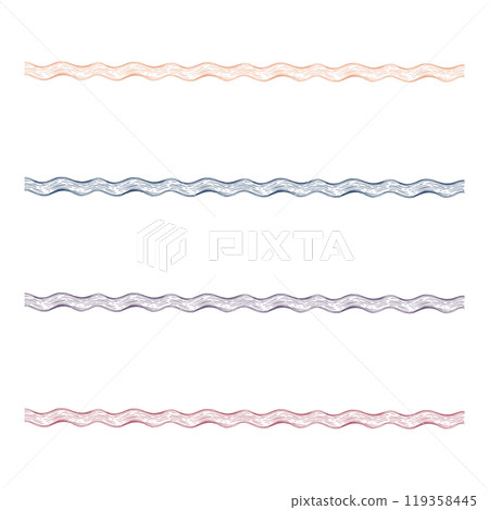 Multicolor ribbon lace braid zigzag tassel. Hand drawn ink vector illustration sewing craft embroidery supplies. Set of objects isolated on white. Design atelier, tailor, hobby shop, fashion boutique Multicolor ribbon lace braid zigzag tassel. Hand drawn ink vector illustration sewing craft embroidery supplies. Set of objects isolated on white. Design atelier, tailor, hobby shop, fashion boutique 119358445