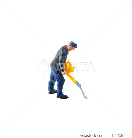 Miniature construction worker isolate on white background with clipping path Miniature construction worker isolate on white background with clipping path 119358651
