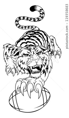 Tiger American Football Sports Team Animal Mascot Tiger American Football Sports Team Animal Mascot 119358683